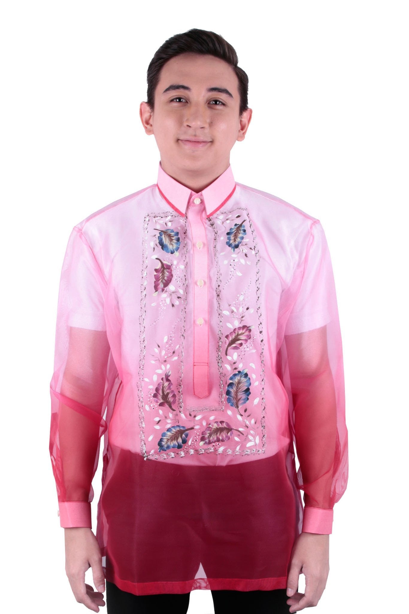 BARONG WAREHOUSE - MO19 - MADE-TO-ORDER - Organza Painting Barong Tagalog Red 005