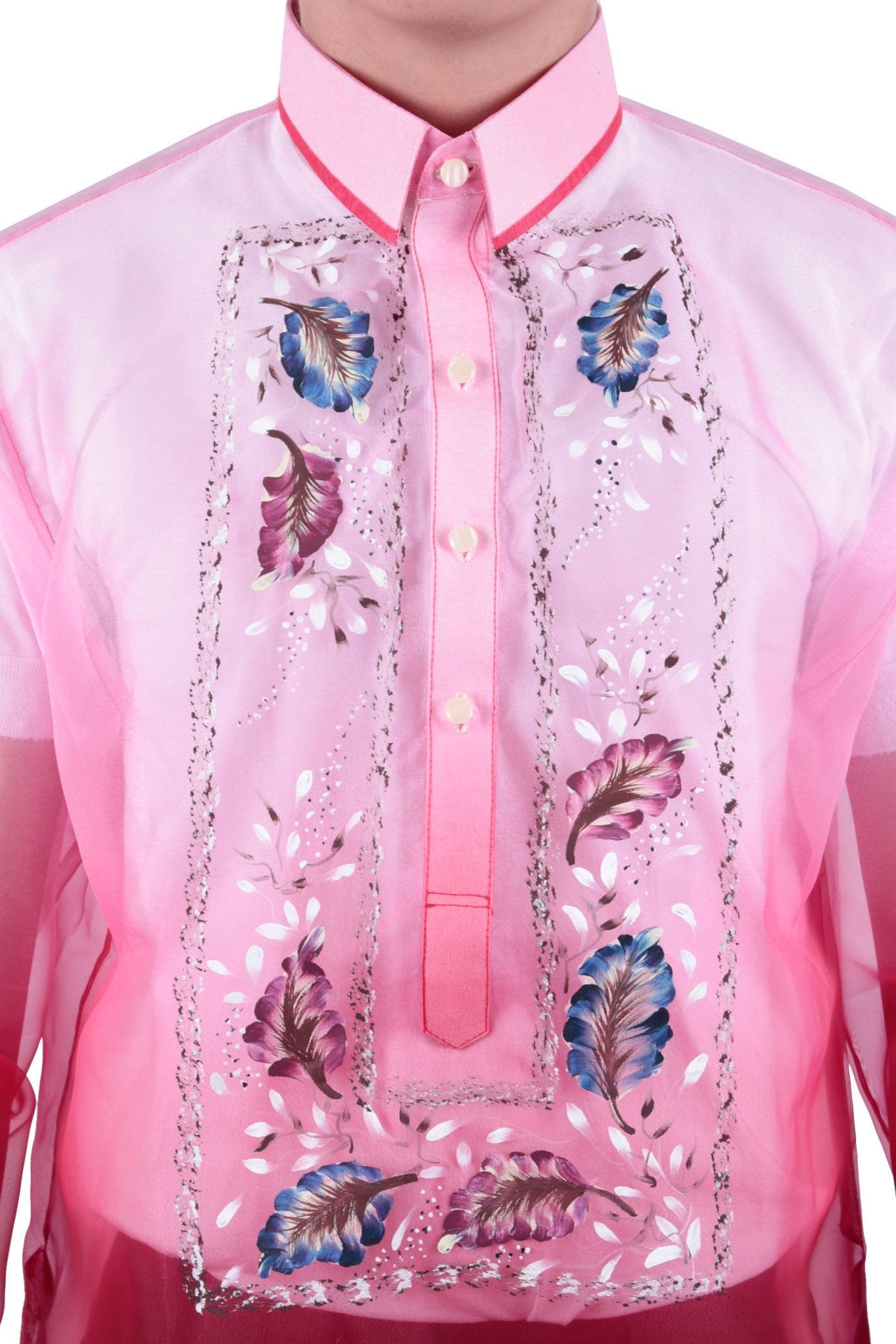 BARONG WAREHOUSE - MO19 - MADE-TO-ORDER - Organza Painting Barong Tagalog Red 005