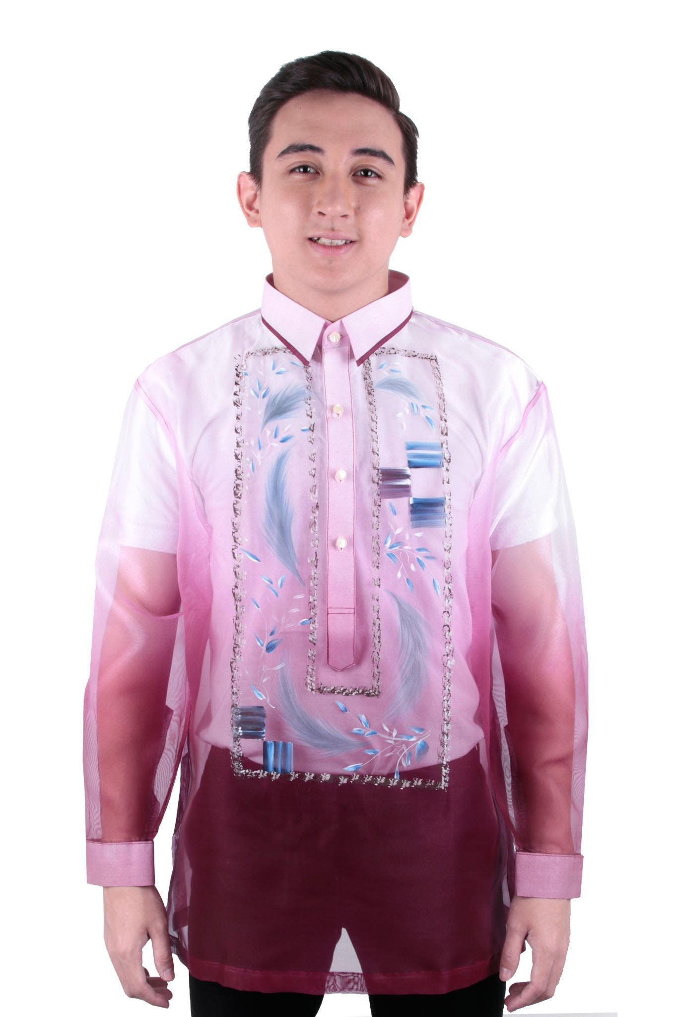 BARONG WAREHOUSE - MO20 - MADE-TO-ORDER - Organza Painting Barong Tagalog Maroon 003