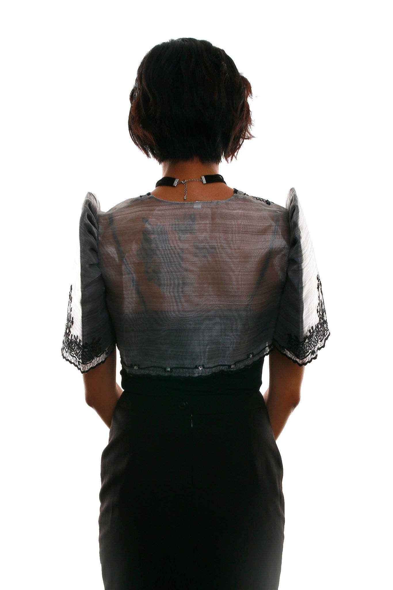 BARONG WAREHOUSE - WR11 - Mestiza Bolero Dark Gray - Filipiniana