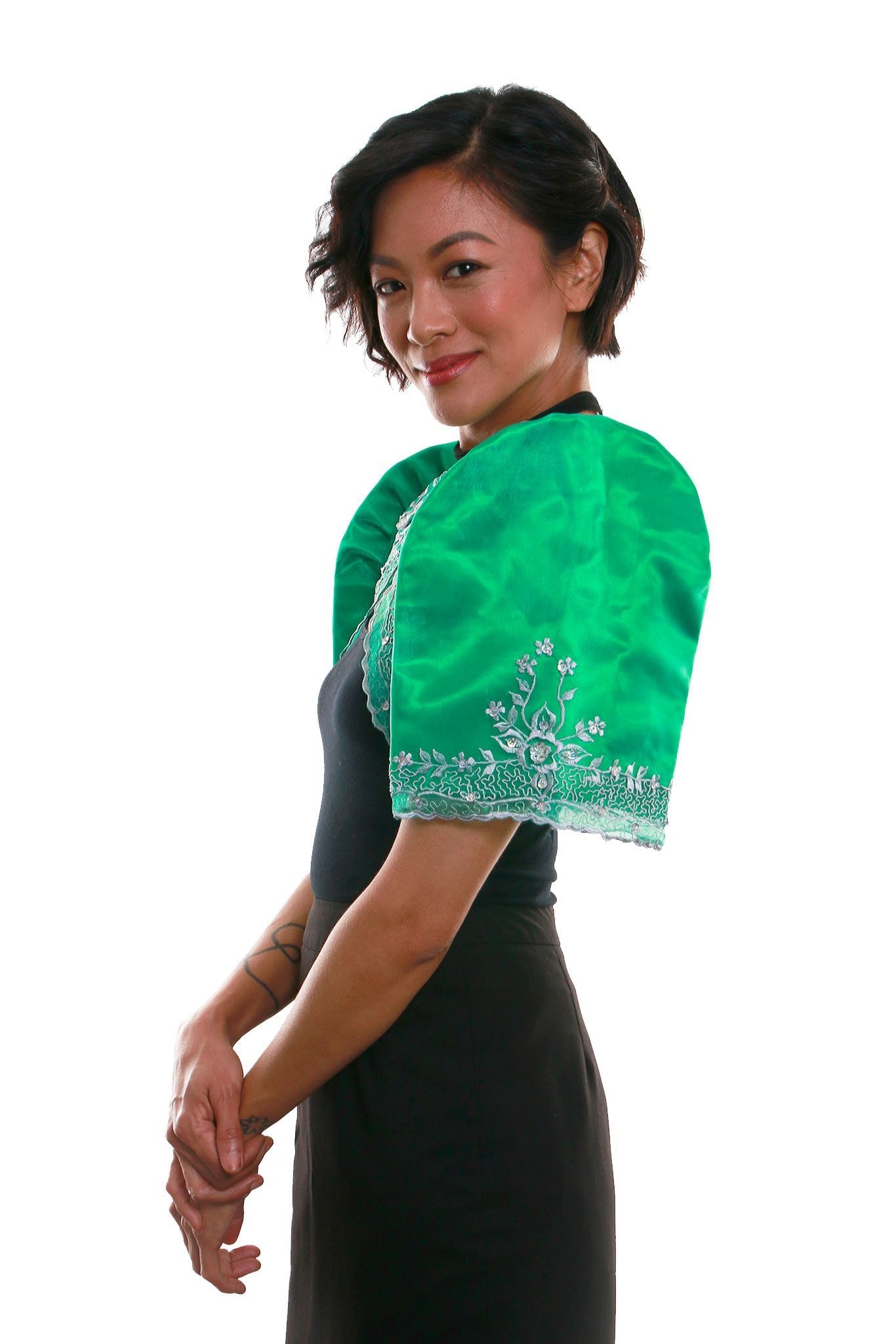 BARONG WAREHOUSE - WR07 - Mestiza Bolero Green - Filipiniana