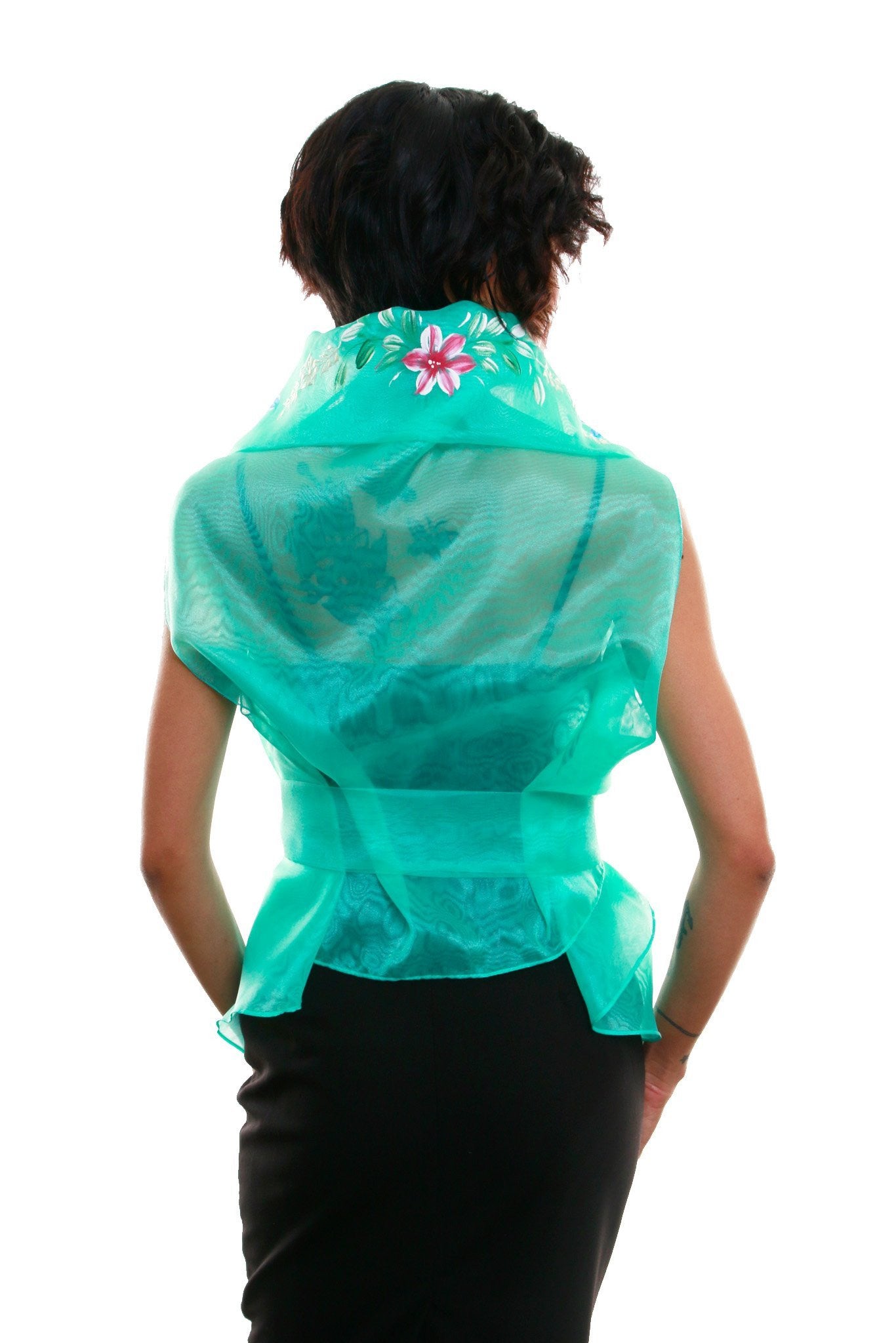 BARONG WAREHOUSE - WS14 Filipiniana Wrap-Around Mint Green with Fitting Gown Women's Set