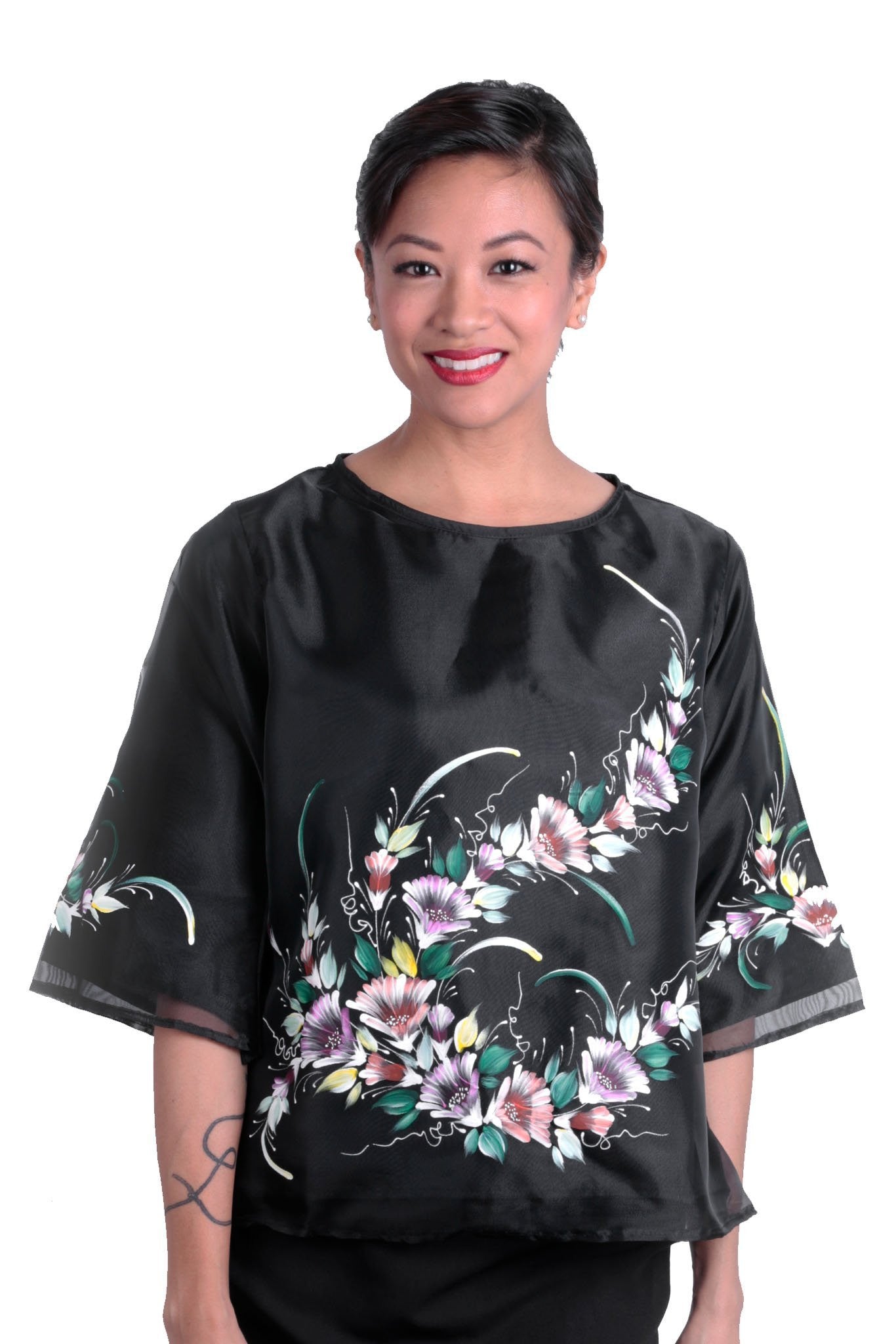 BARONG WAREHOUSE - WK21 - MADE-TO-ORDER - Round Neck Kimona Black - Filipiniana