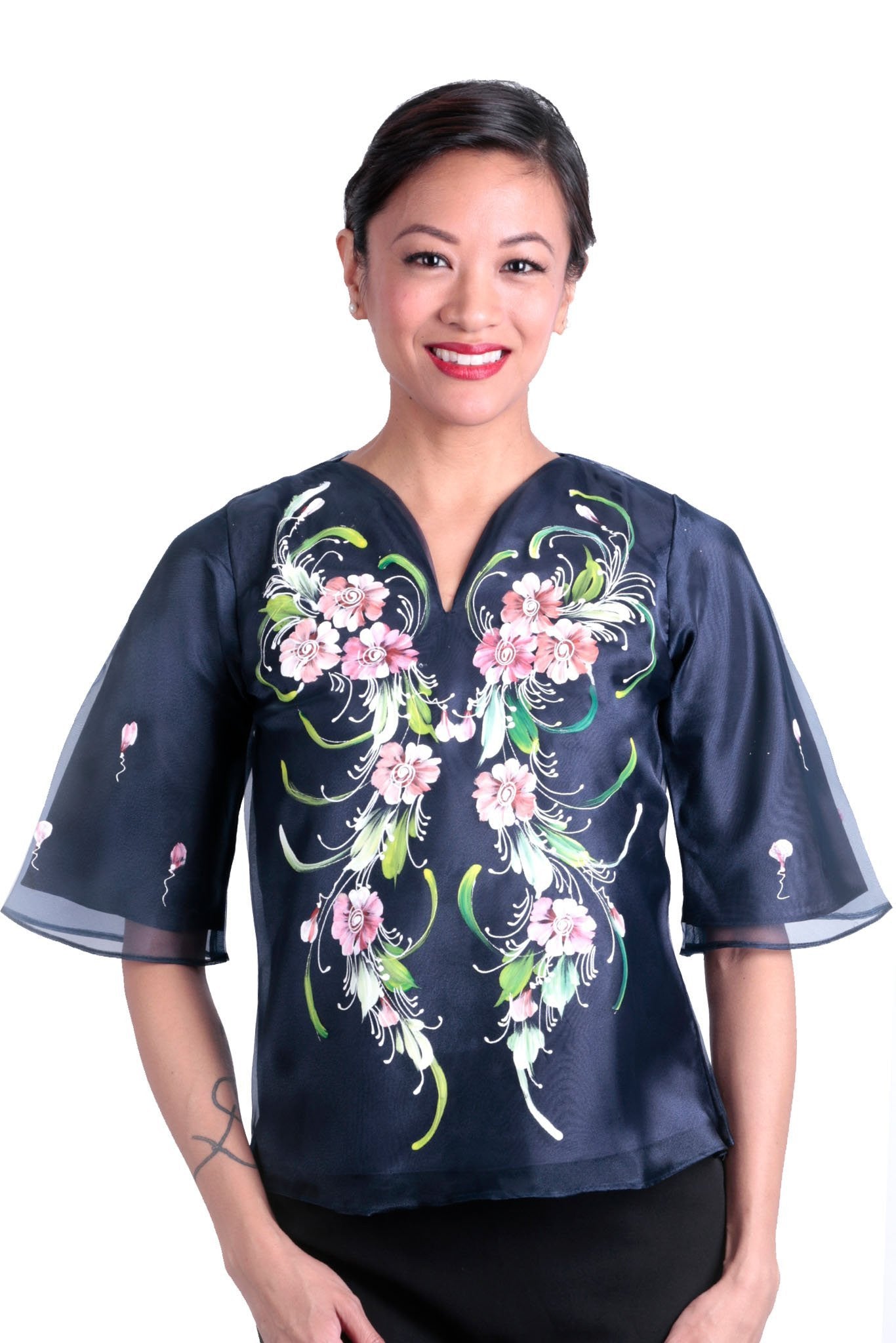 BARONG WAREHOUSE - WK15 - MADE-TO-ORDER - Painting Kimona Navy Blue - Filipiniana