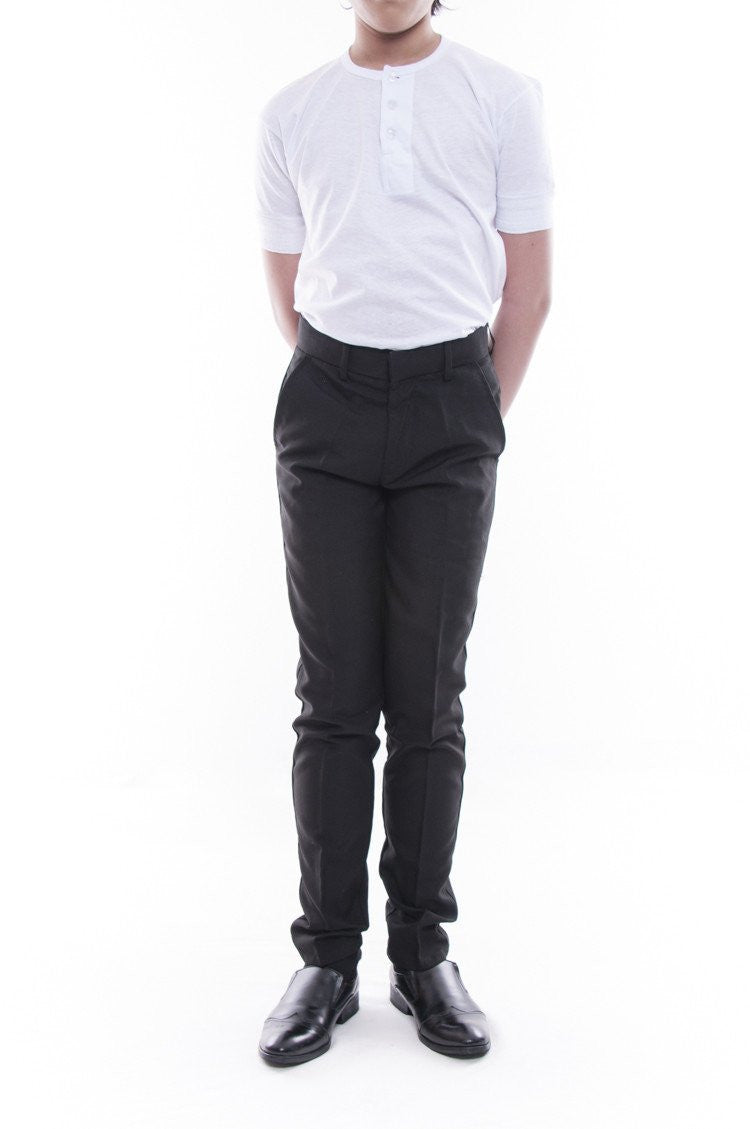 BARONG WAREHOUSE - BP01 - PRE-ORDER - Boy's Skinny Fit Formal Slacks Black