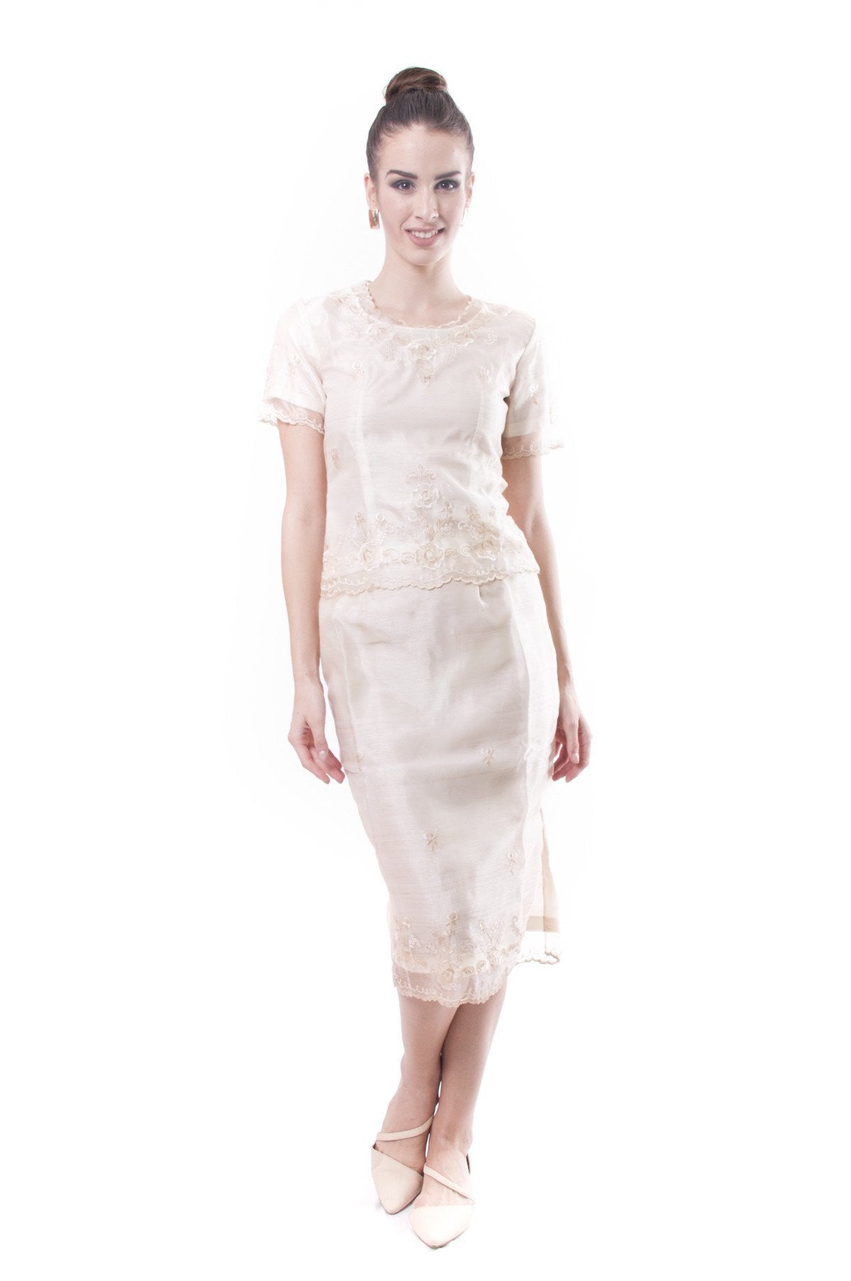 BARONG WAREHOUSE - WS01 - Baro't Saya Organza Midi - Filipiniana