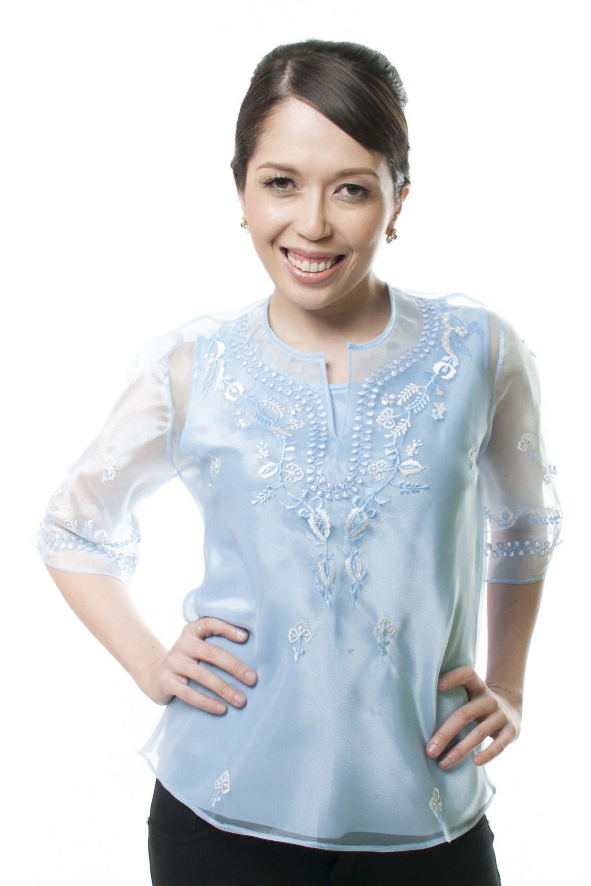 BARONG WAREHOUSE - WK04 - Classic Kimona Light Blue - Filipiniana