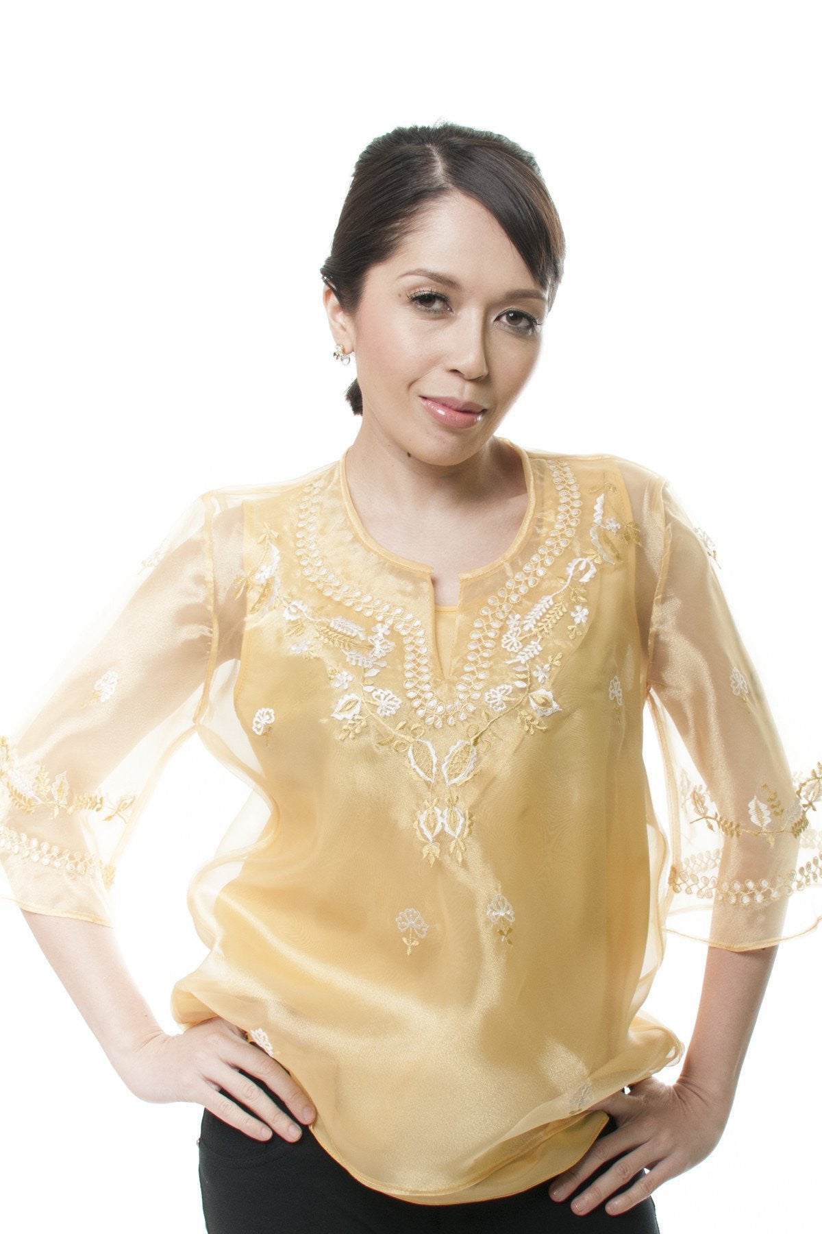 WK03 Classic Kimona Gold Filipiniana