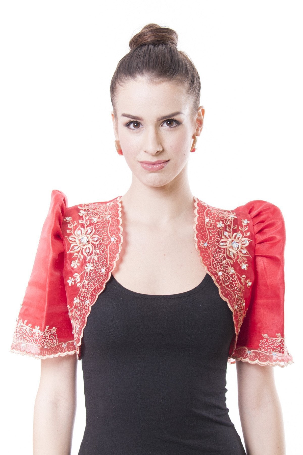 BARONG WAREHOUSE - WR05 - Mestiza Bolero Red - Filipiniana