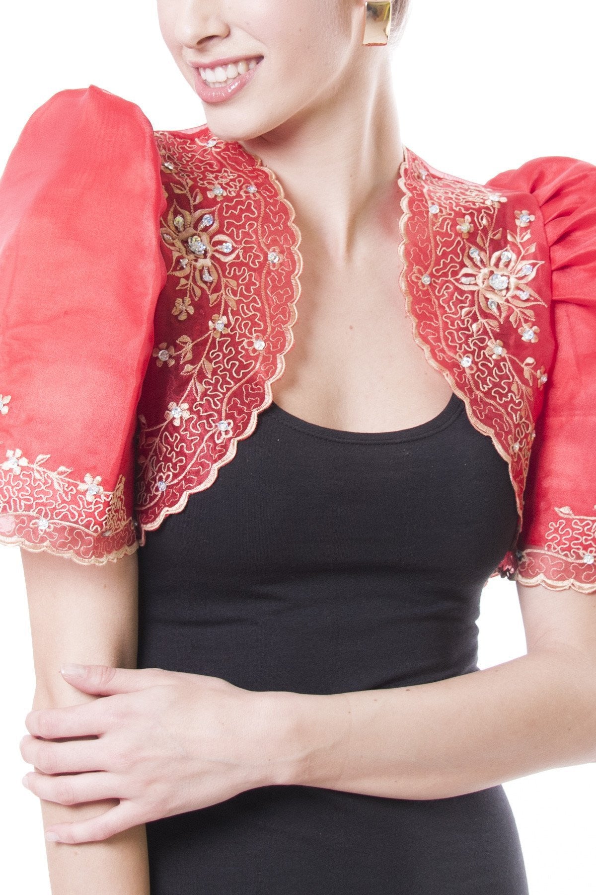 BARONG WAREHOUSE - WR05 - Mestiza Bolero Red - Filipiniana