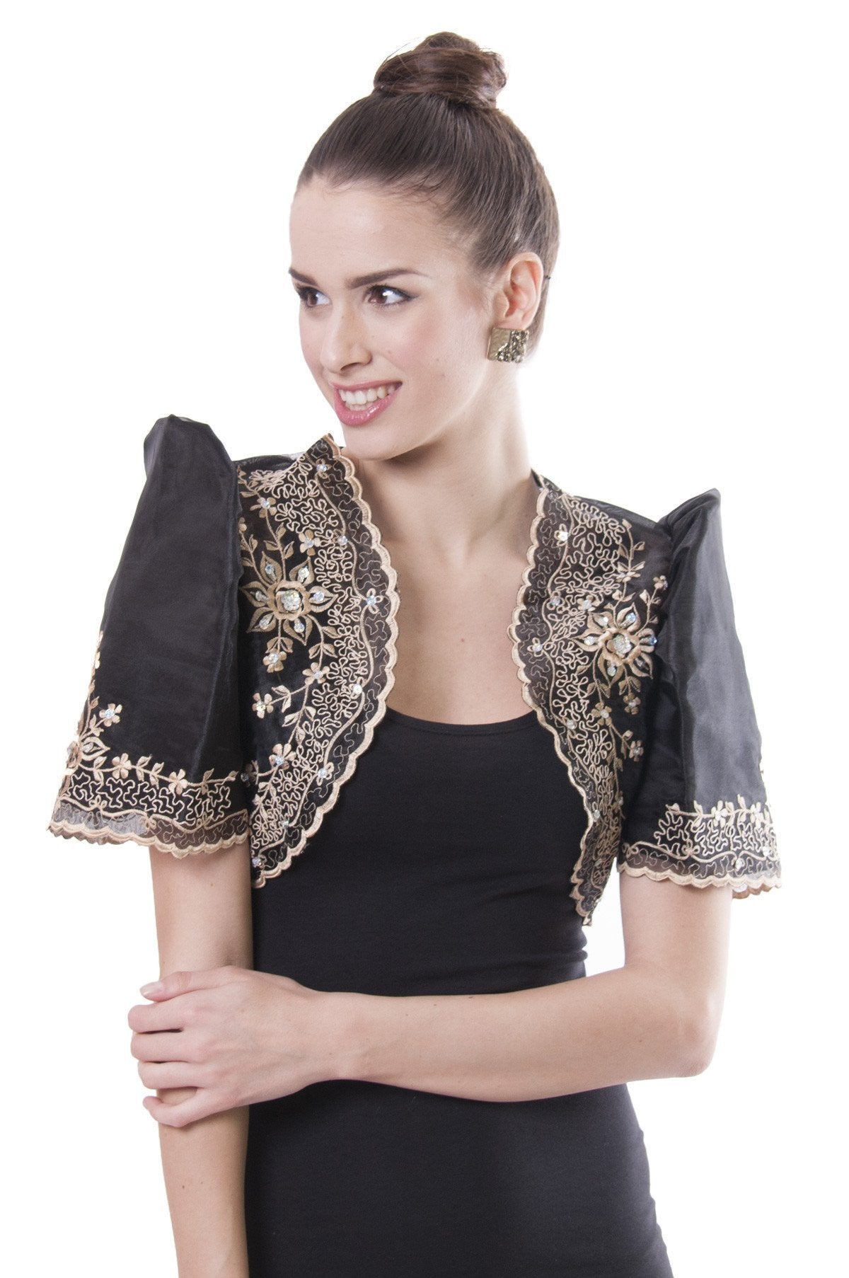 BARONG WAREHOUSE - WR12 - Mestiza Bolero Black - Filipiniana