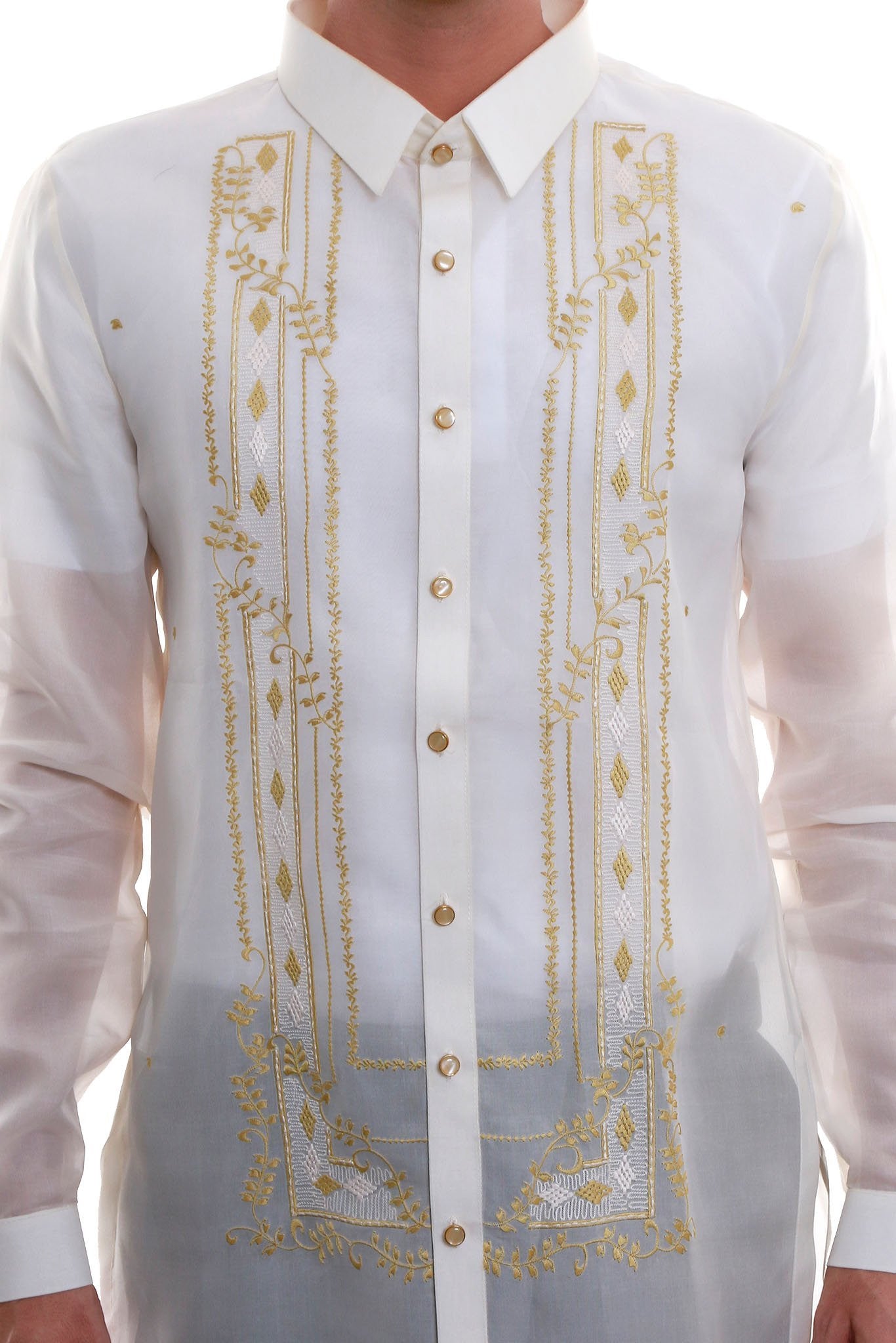 BARONG WAREHOUSE - MJ18 - Jusi Barong Tagalog Full-Open Gold