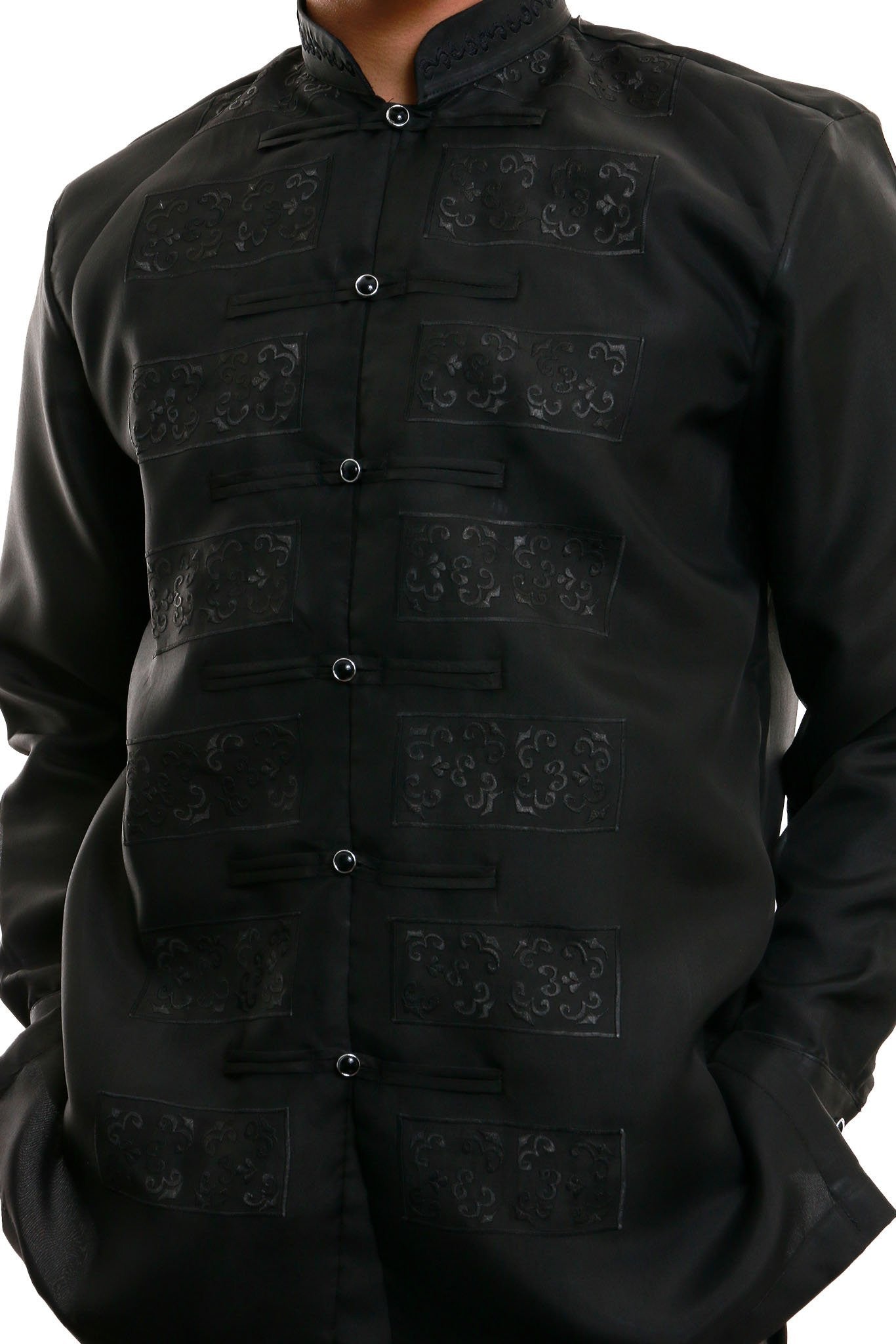 BARONG WAREHOUSE - MJ14 - Jusi Barong Tagalog Full-Open Black