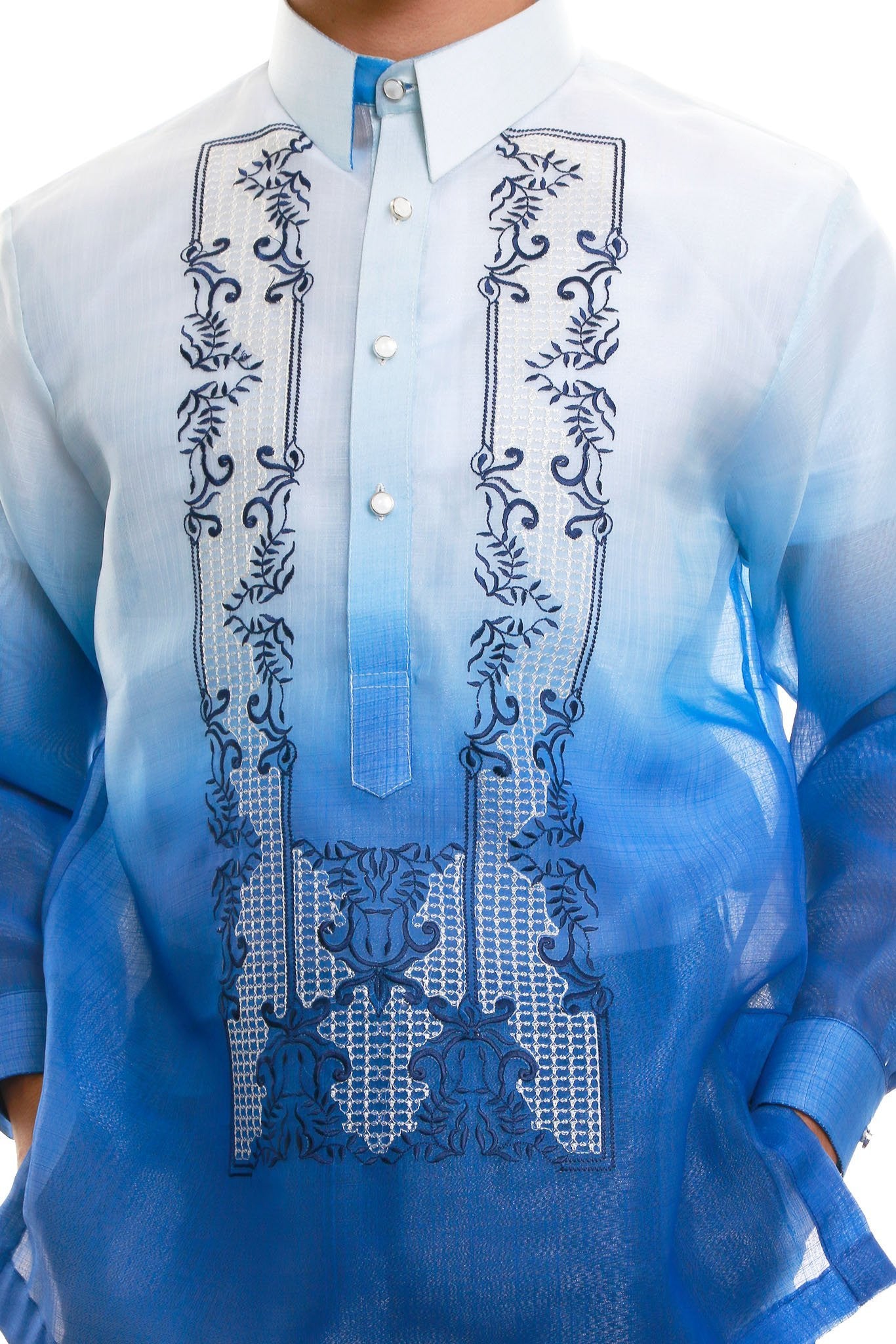 BARONG WAREHOUSE - MC07 - MADE-TO-ORDER - Cocoon Pina Barong Tagalog Blue