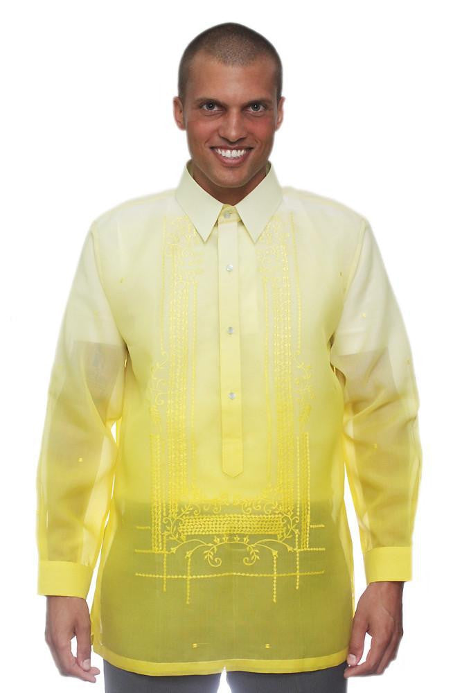 BARONG WAREHOUSE - MJ23 - Jusi Barong Tagalog Monochromatic Yellow