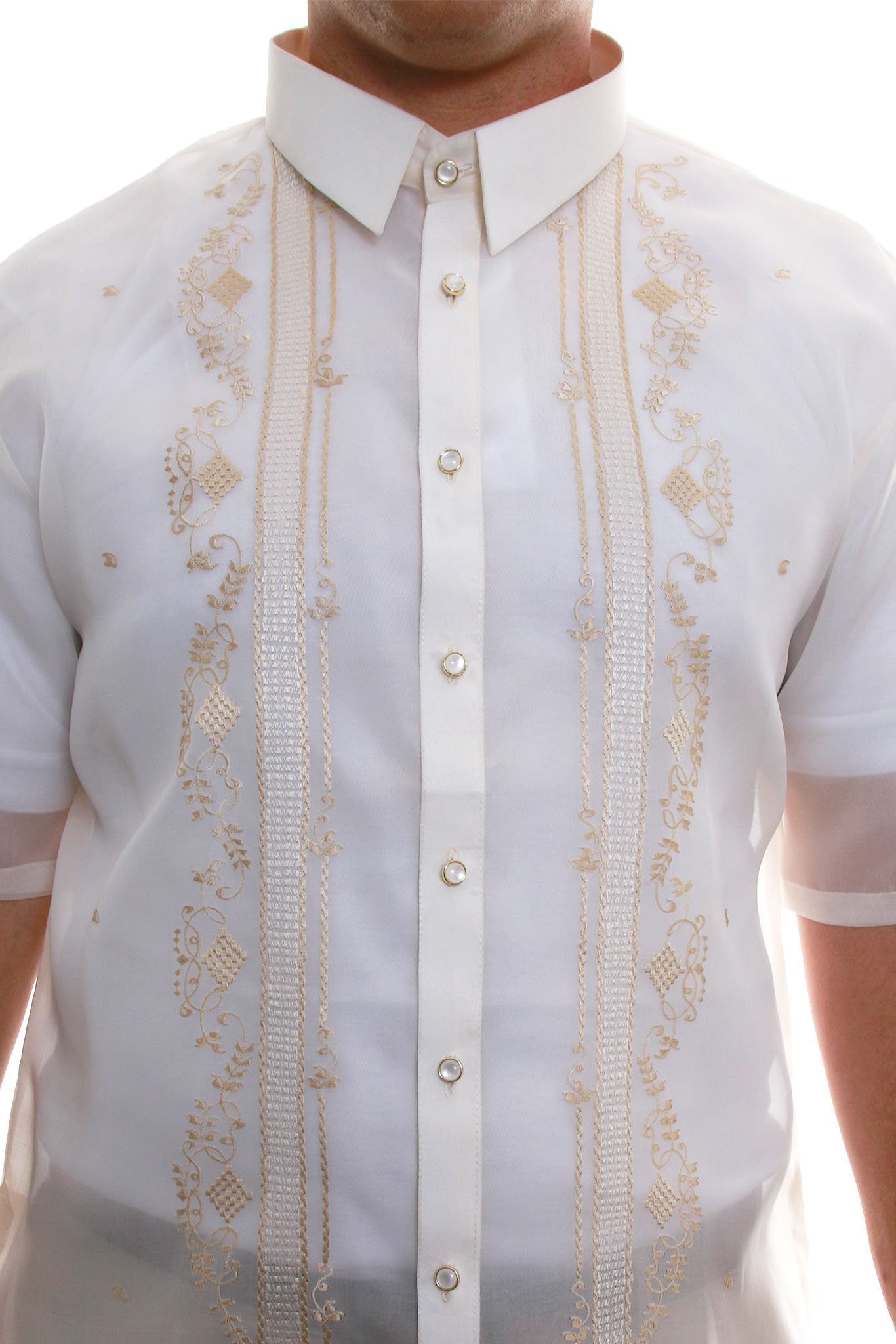 BARONG WAREHOUSE - MJ17 - Big & Tall - Jusi Barong Tagalog Full-Open Short-Sleeve