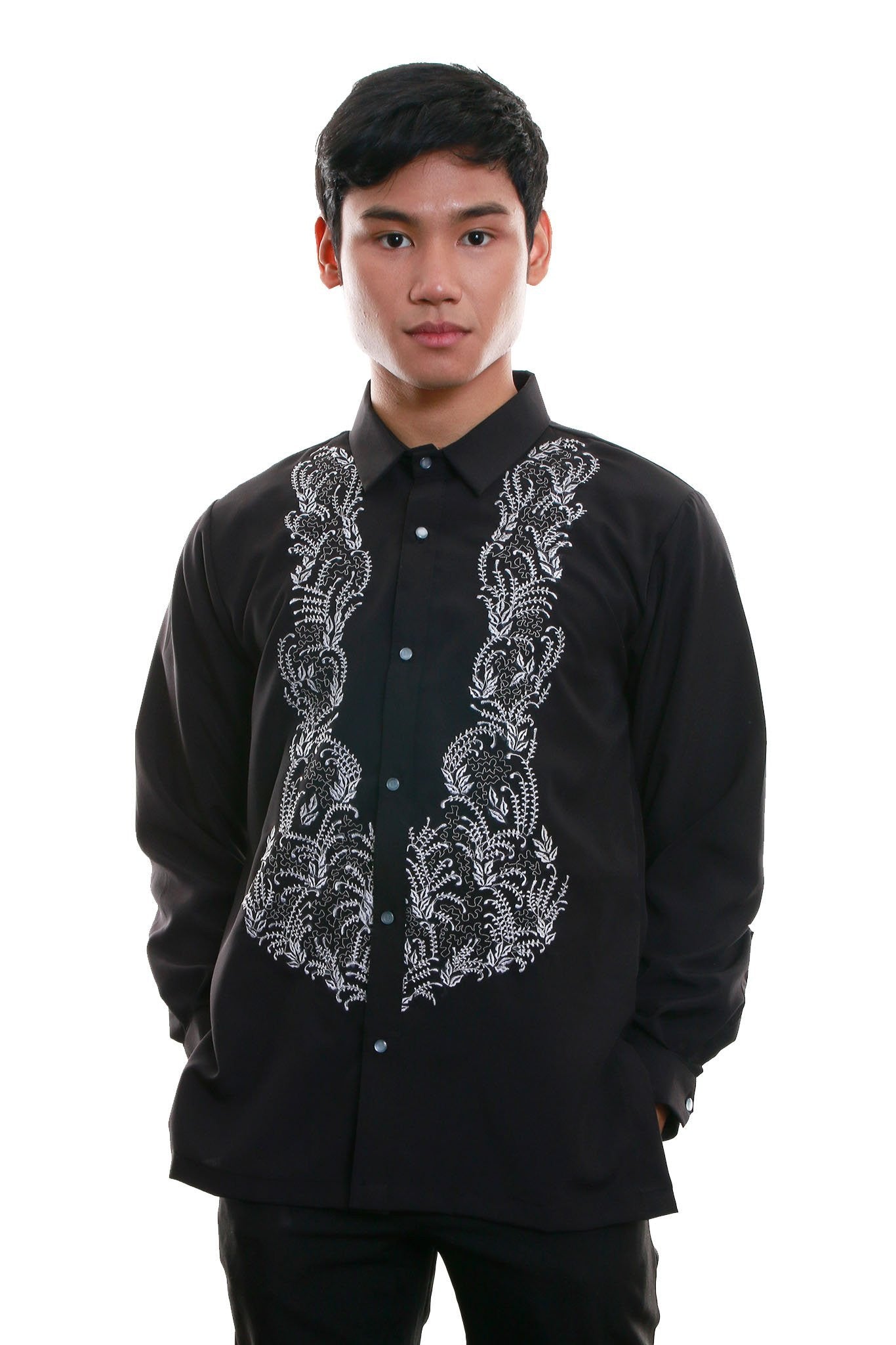 BARONG WAREHOUSE - MY08 - Bihis Mayaman Long-Sleeve Black