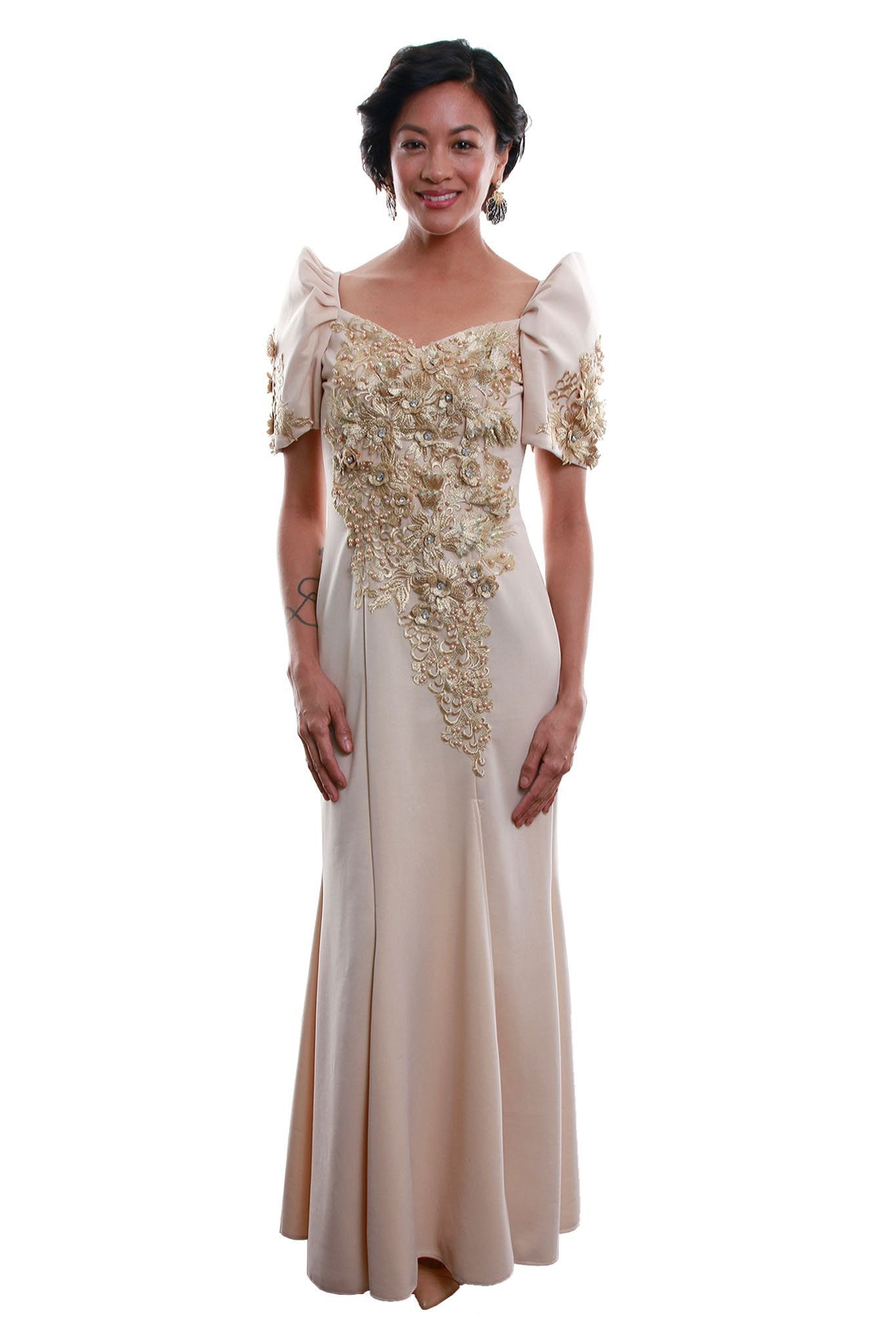 WD07 - Neoprene Mestiza Gown Mocha - Filipiniana PRE-ORDER (Input PH Size in Order instructions box) WD07 - Neoprene Mestiza Gown Mocha - Filipiniana PRE-ORDER (Input PH Size in Order instructions box)