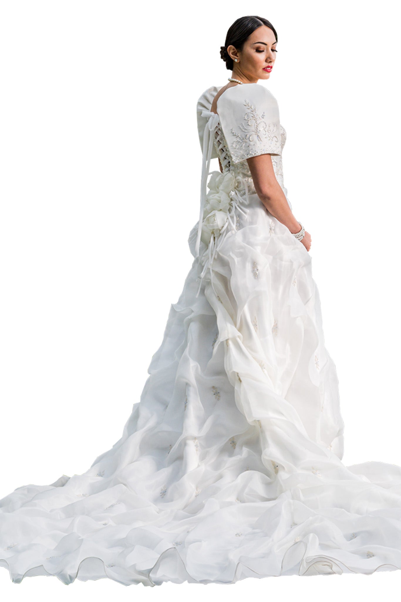 ID01 - CUSTOM ORDER - Bridal Filipiniana Cloud Gown CUSTOM ORDER (2 Months Delivery; Input measurements in ORDER instructions box) / CUSTOM / White ID01 - CUSTOM ORDER - Bridal Filipiniana Cloud Gown CUSTOM ORDER (2 Months Delivery; Input measurements in ORDER instructions box) / CUSTOM / White