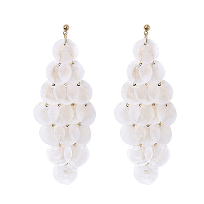 Handcrafted Cascading Capiz Shell Chandelier Earrings