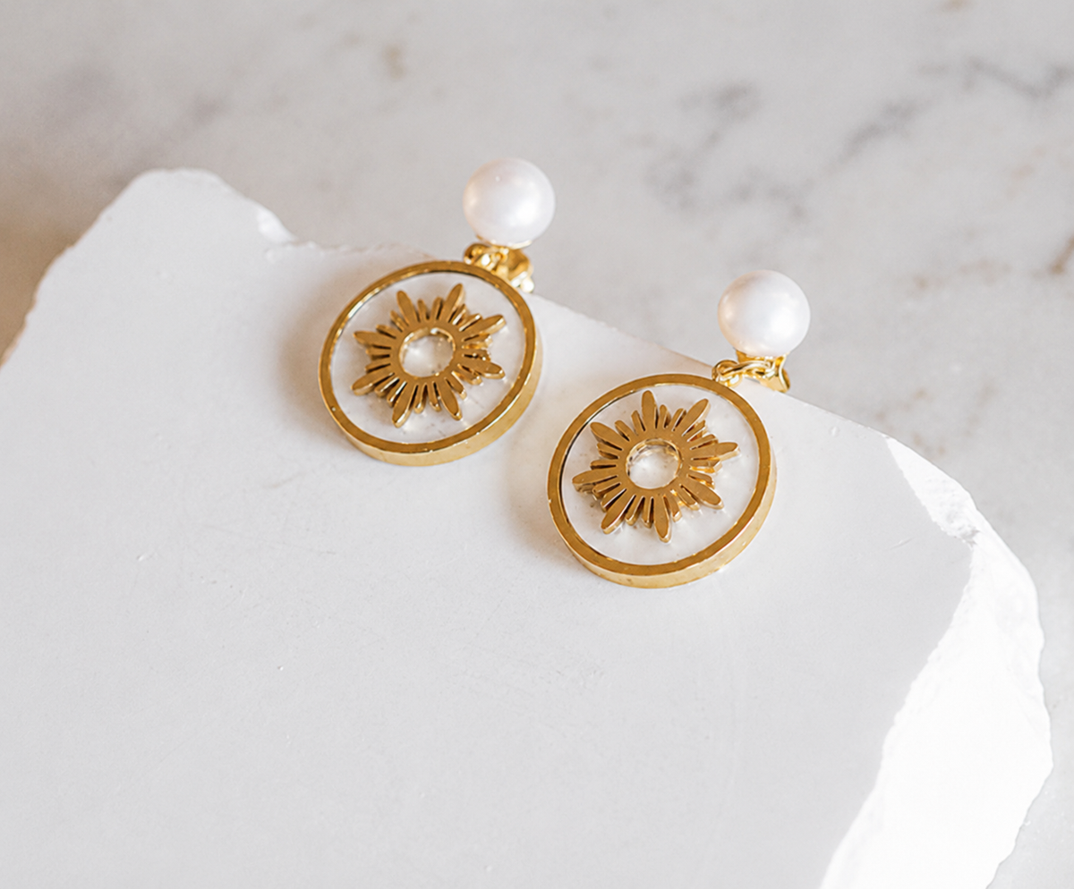 Mother of Pearl Philippine Sun Earrings