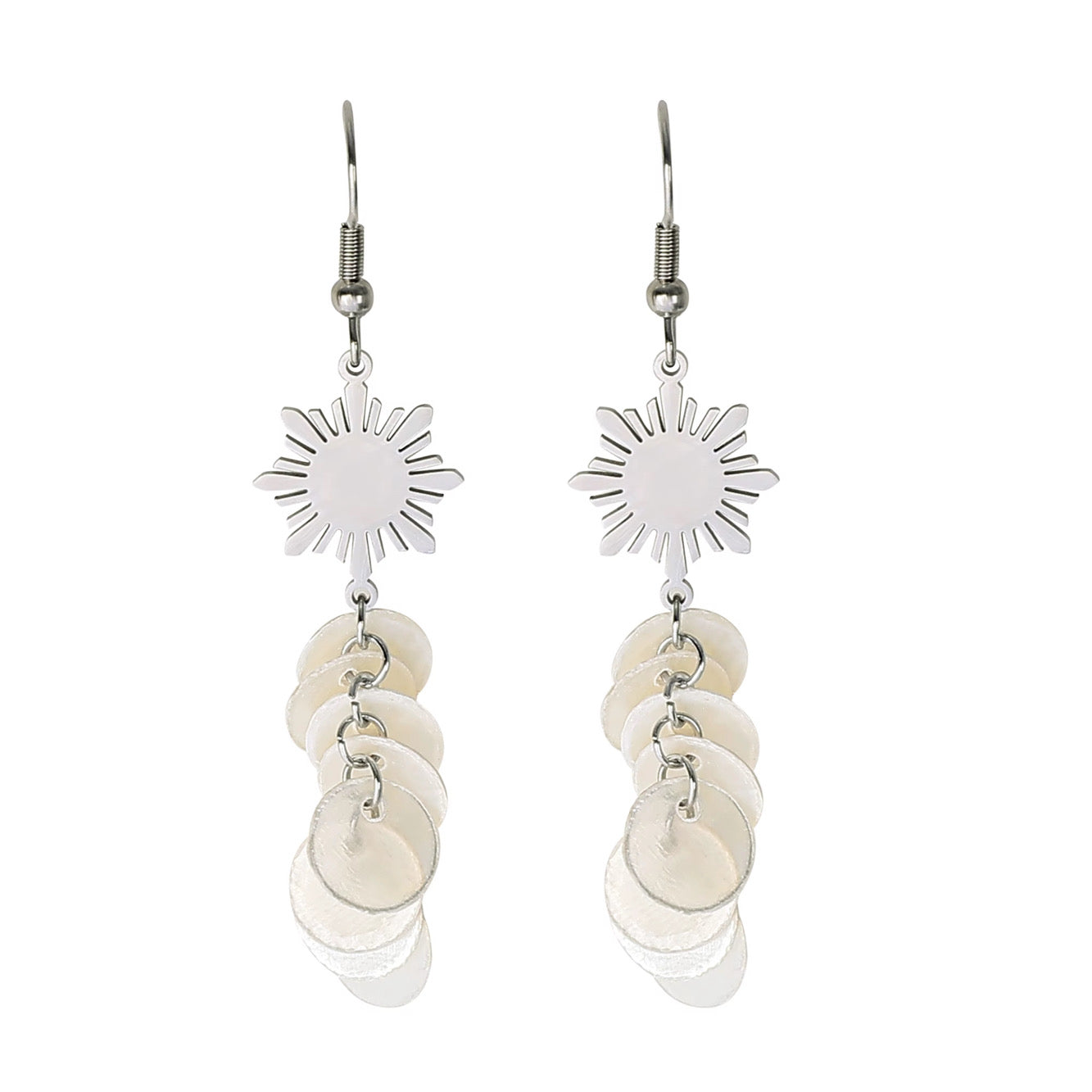 Philippine Sun Capiz Shell Dangle Earrings