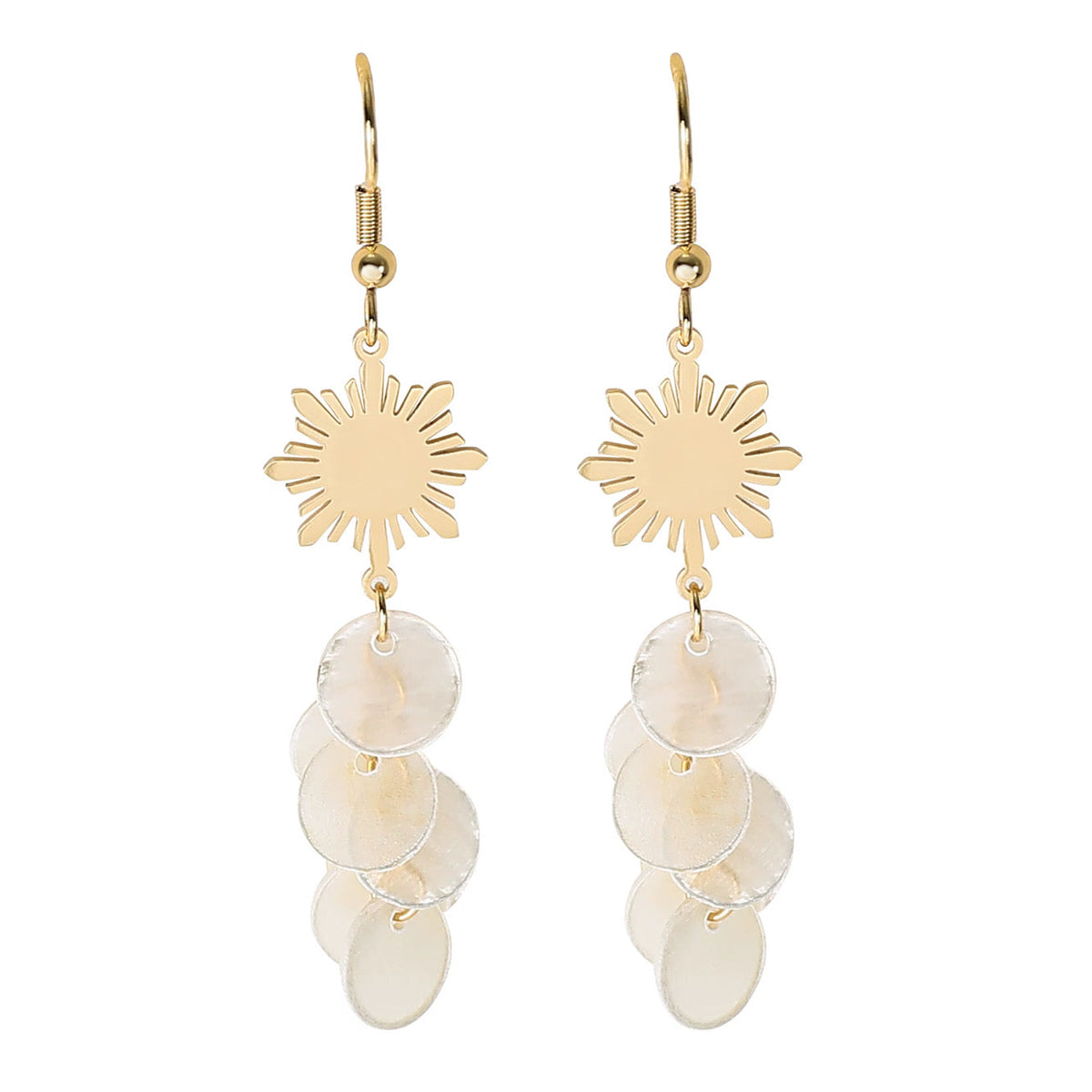 Philippine Sun Capiz Shell Dangle Earrings