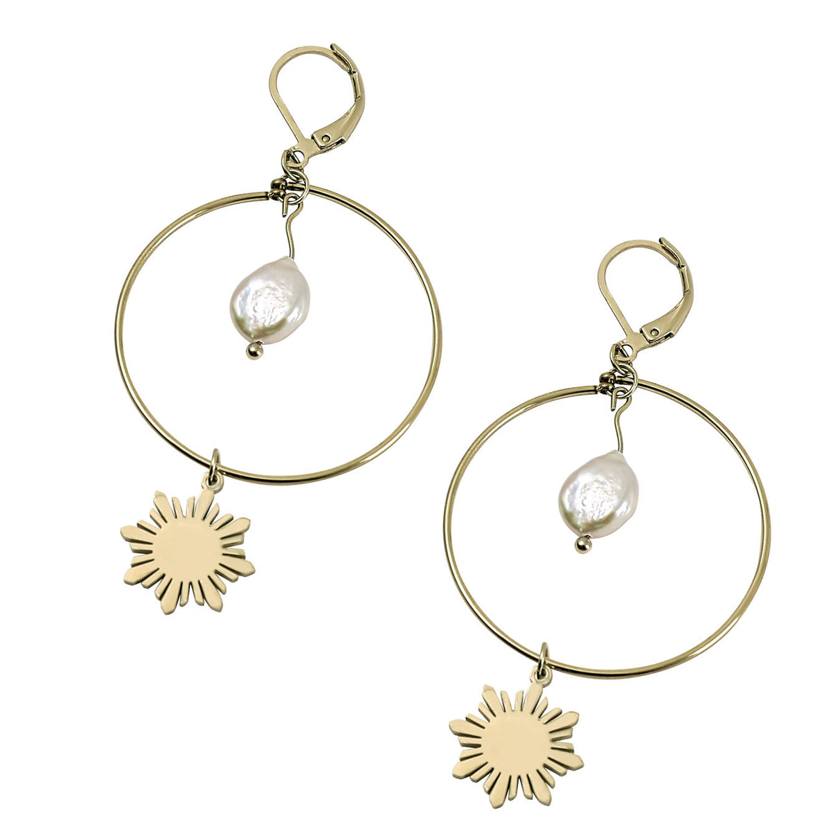 Philippine Sun and Natural Baroque Pearl Earrings