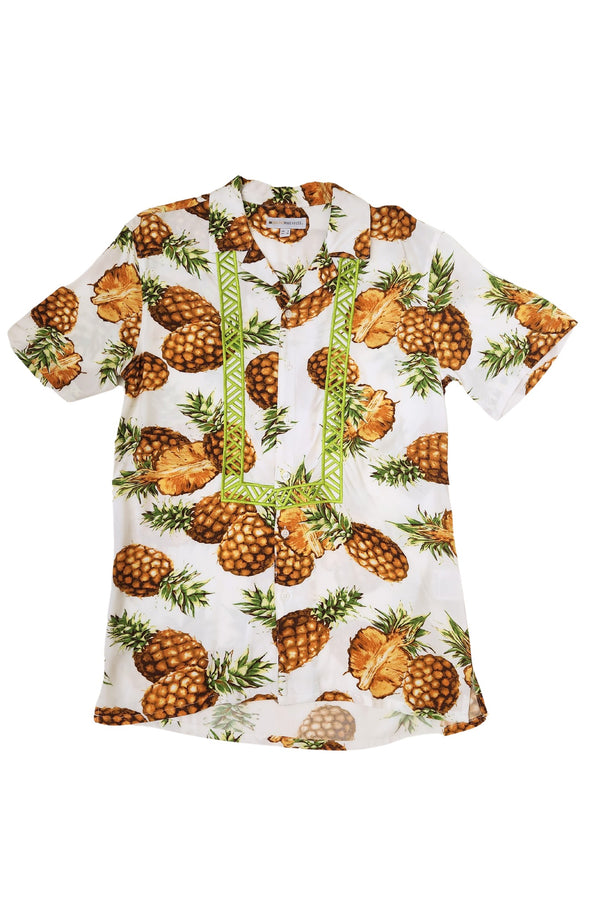Barong Warehouse - MH03 - Hawaiian Barong Pineapple - Short-Sleeve Polo Barong Tagalog