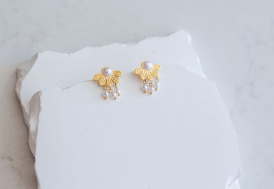 Half Philippine Sun and Pearl Earrings