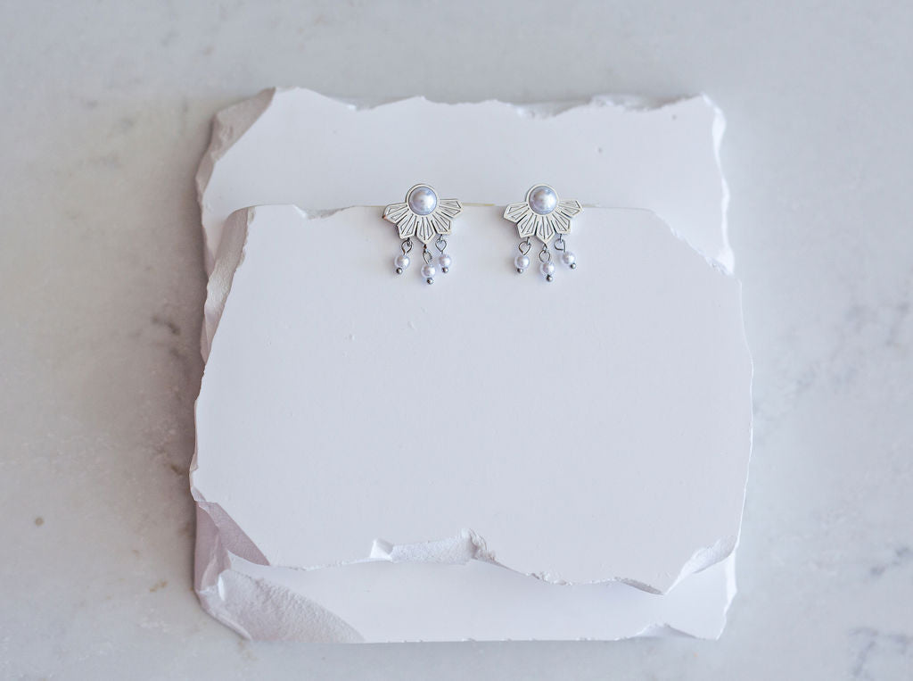 Half Philippine Sun and Pearl Earrings
