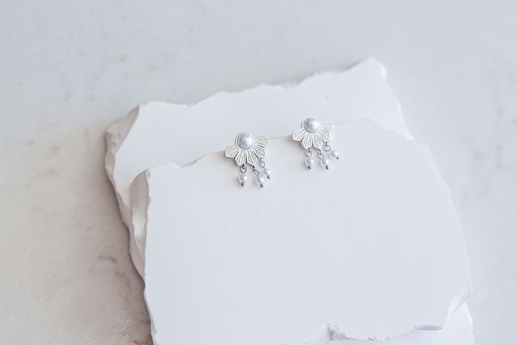 Half Philippine Sun and Pearl Earrings