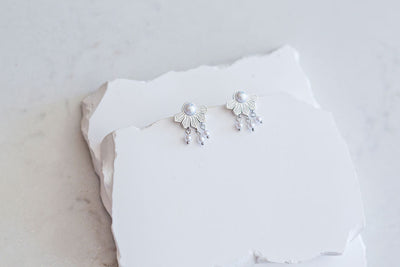 Half Philippine Sun and Pearl Earrings