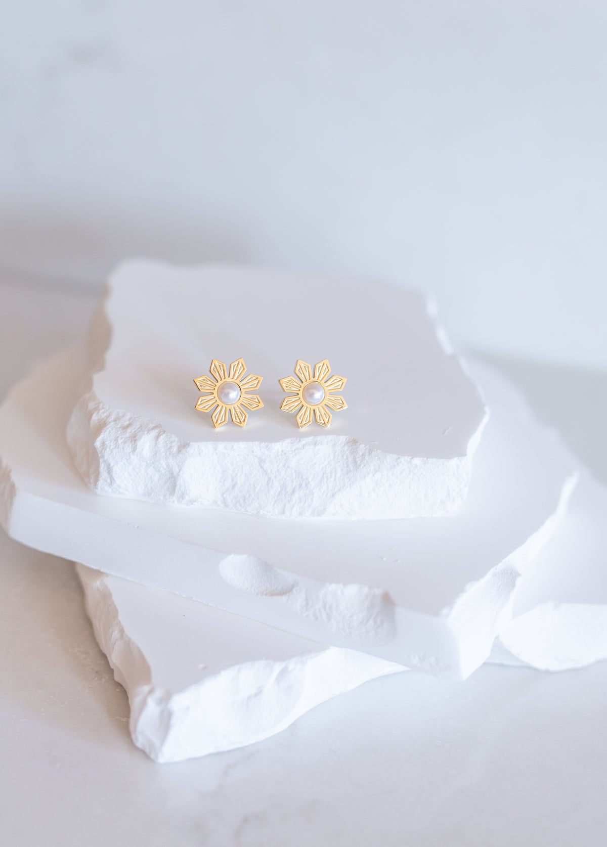 Philippine Sun and Pearl Stud Earrings