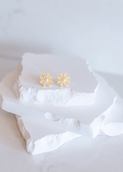 Philippine Sun and Pearl Stud Earrings