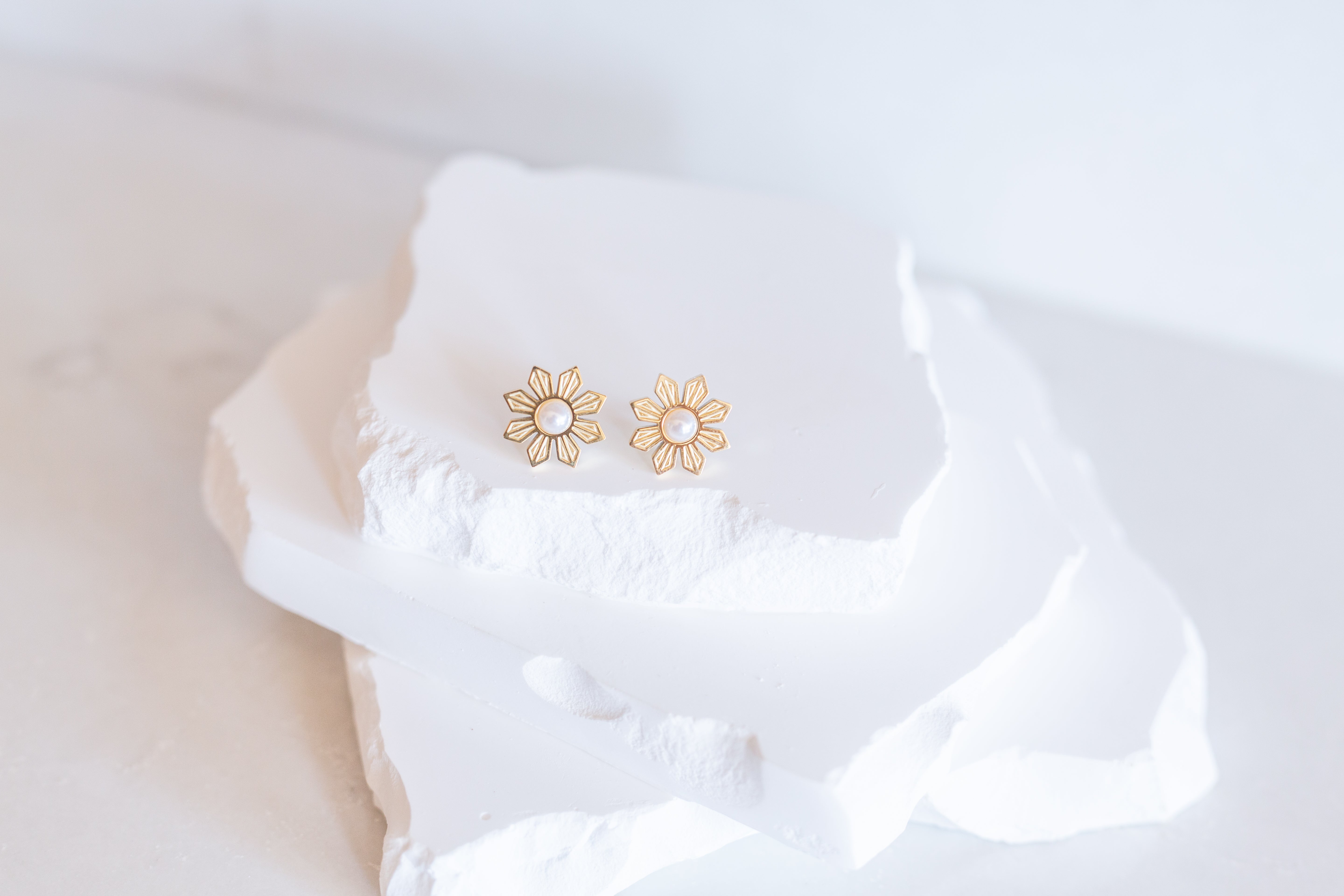 Philippine Sun and Pearl Stud Earrings