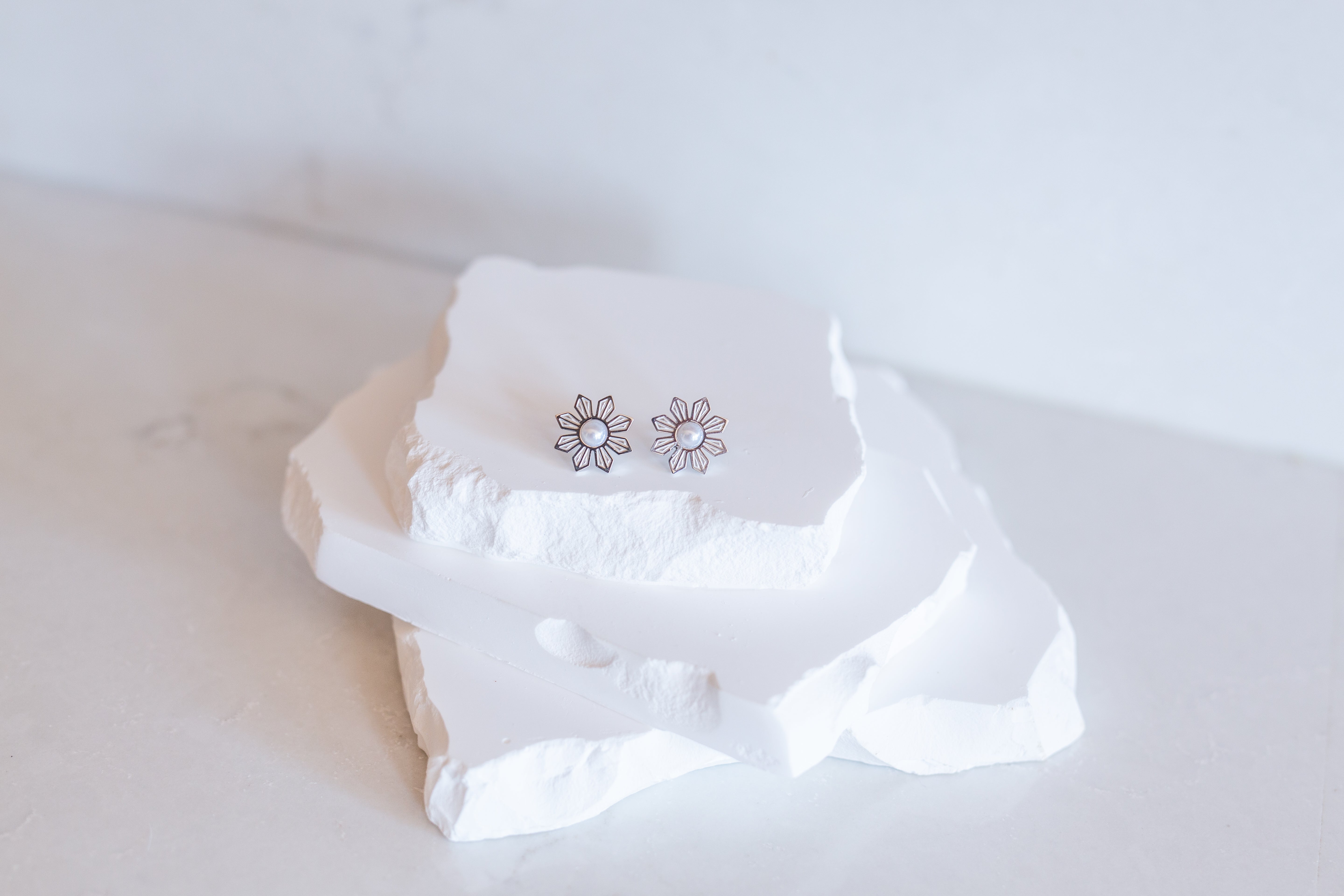 Philippine Sun and Pearl Stud Earrings