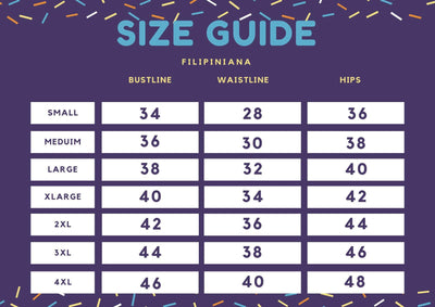 Filipiniana Size Guide