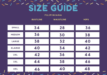 Filipiniana Size Guide