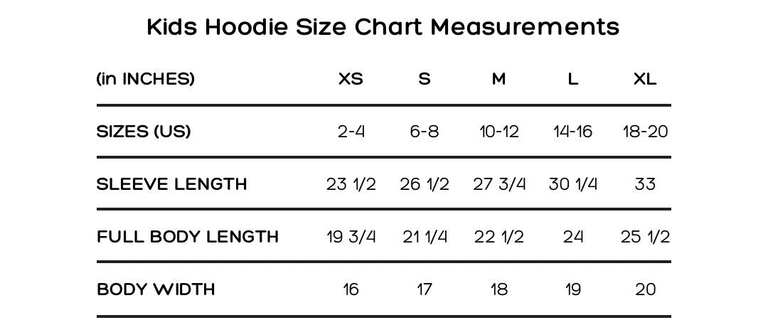Baru Mu - Barong Warehouse - VLM03 - Kids' Barong Pullover Hoodie - Size Chart