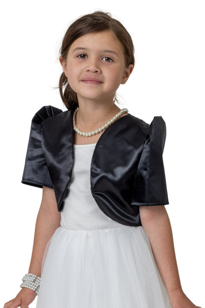 Barong Warehouse - AR07 - Girls' Satin Bolero Black - Filipiniana