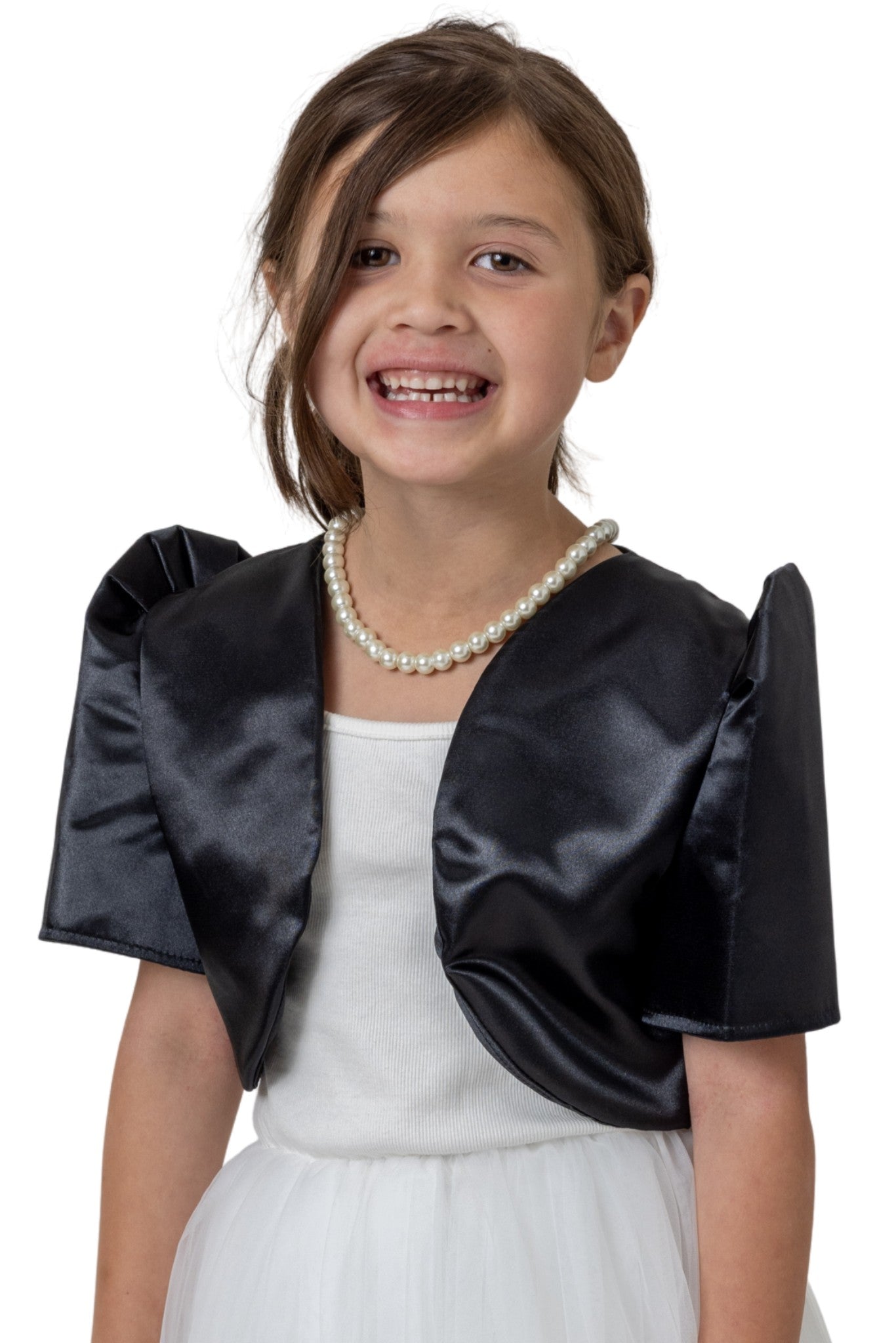 Barong Warehouse - AR07 - Girls' Satin Bolero Black - Filipiniana
