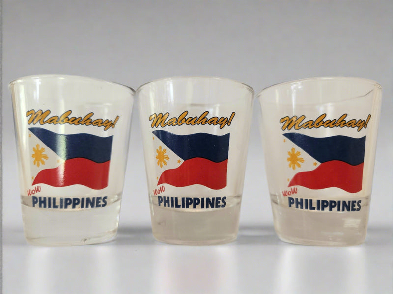 Barong Warehouse - Set of 3 - FH16-B Philippine Shot Glasses - Filipino Flag Mabuhay