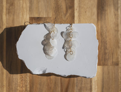 Handcrafted Cascading Capiz Shell Statement Earrings