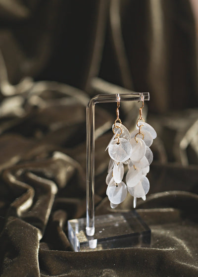 Handcrafted Cascading Capiz Shell Statement Earrings