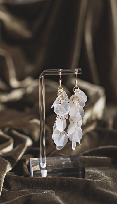Handcrafted Cascading Capiz Shell Statement Earrings