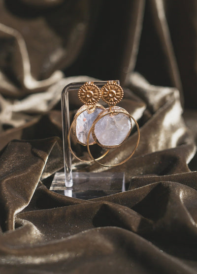 Handcrafted Sunburst Capiz Shell Hoop Earrings