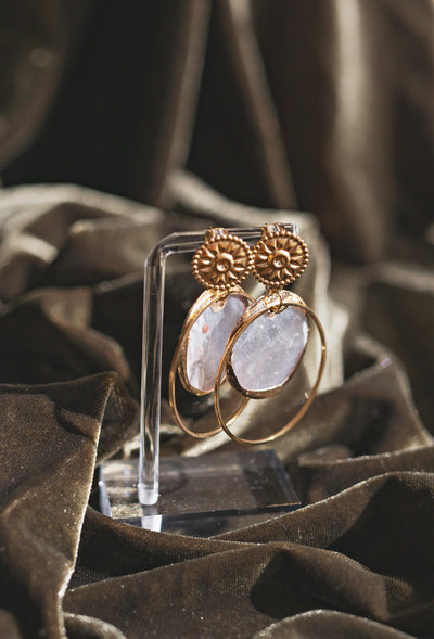 Handcrafted Sunburst Capiz Shell Hoop Earrings