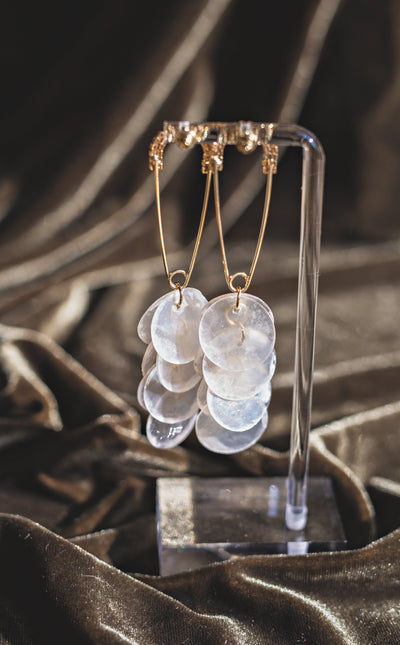 Handcrafted Capiz Shell Safety Pin Statement Earrings