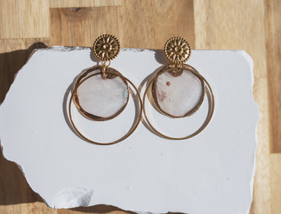 Handcrafted Sunburst Capiz Shell Hoop Earrings